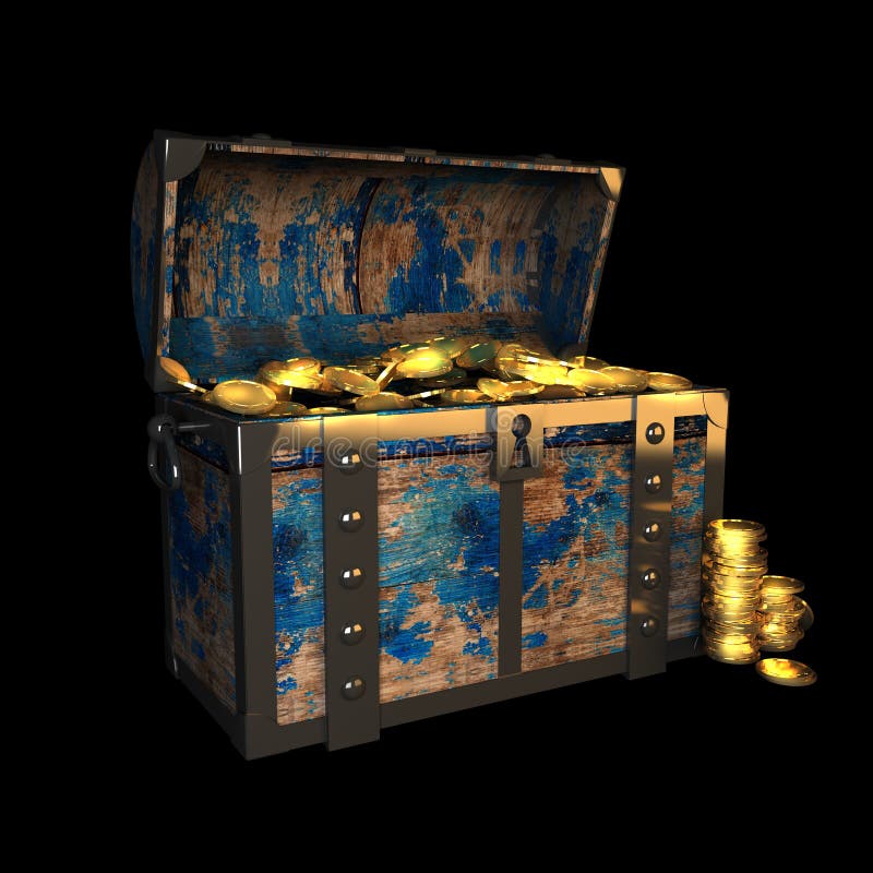 Piraten-Schatztruhe, Illustration 3d Stock Abbildung - Illustration von ...