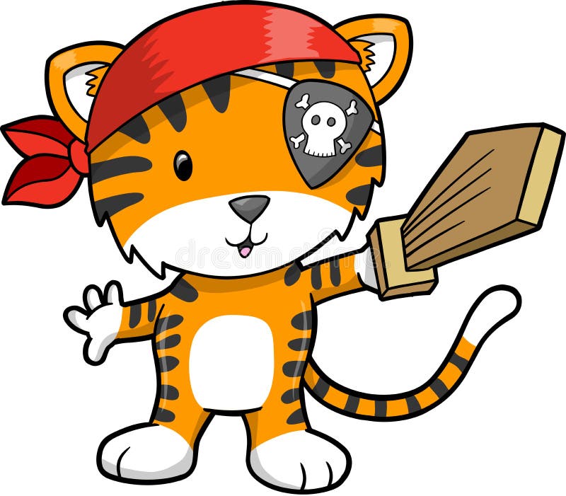 Piraten-Tiger-vektorabbildung vektor abbildung Piraten-Tiger-vektorabbildung vektor abbildung
