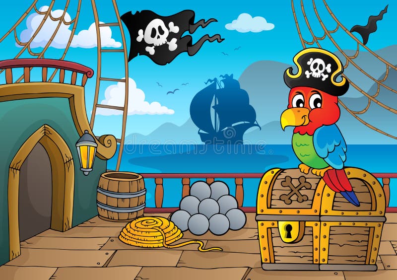 Piratenschiffs-Plattform thematics 2 stock abbildung Piratenschiffs-Plattform thematics 2 stock abbildung