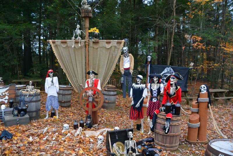 Skeletons Pirates on the Balcony at Home. Halloween Scenery. Terrible  Holiday at Home. Halloween in the USA Stock Image - Image of creature,  magic: 199525487