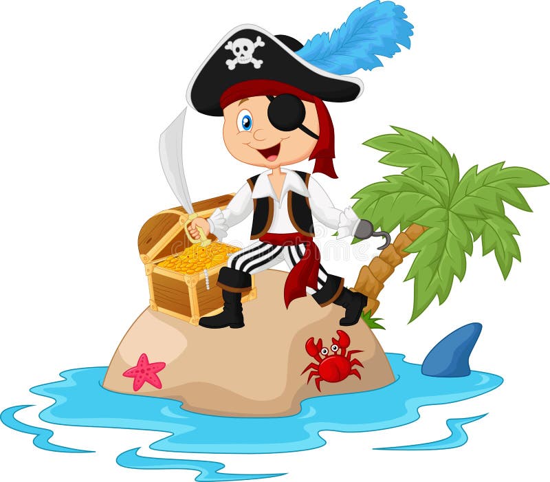 Piratkopiera i skattön royaltyfri illustrationer Piratkopiera i skattön royaltyfri illustrationer