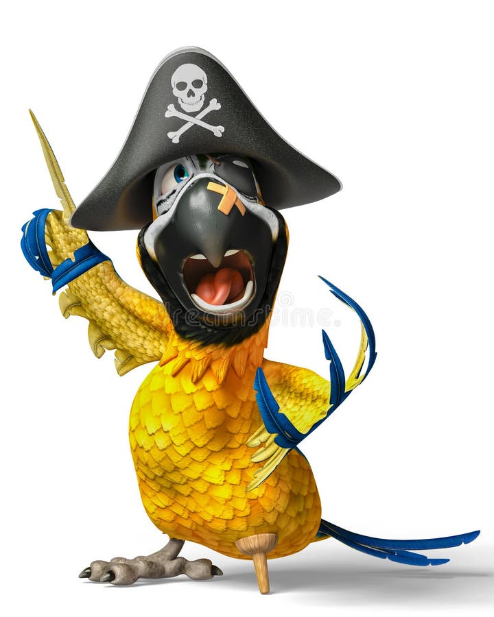 Piratkopiera papegojatecknade filmen stock illustrationer Piratkopiera papegojatecknade filmen stock illustrationer