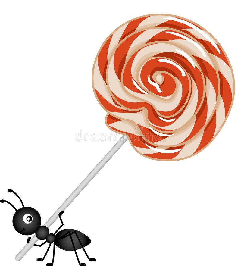 Pirulito que está sendo levado por uma formiga ilustração stock Pirulito que está sendo levado por uma formiga ilustração stock