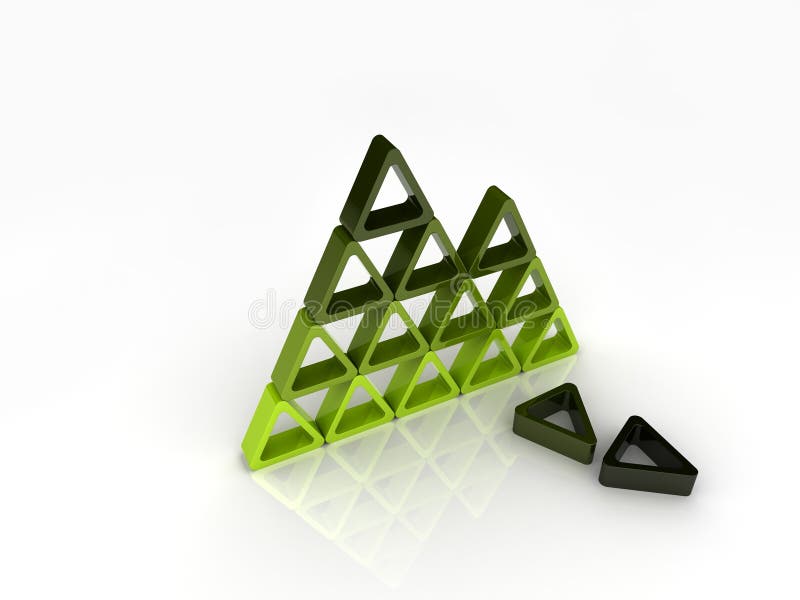 Illustration of broken green pyramid. Illustration of broken green pyramid