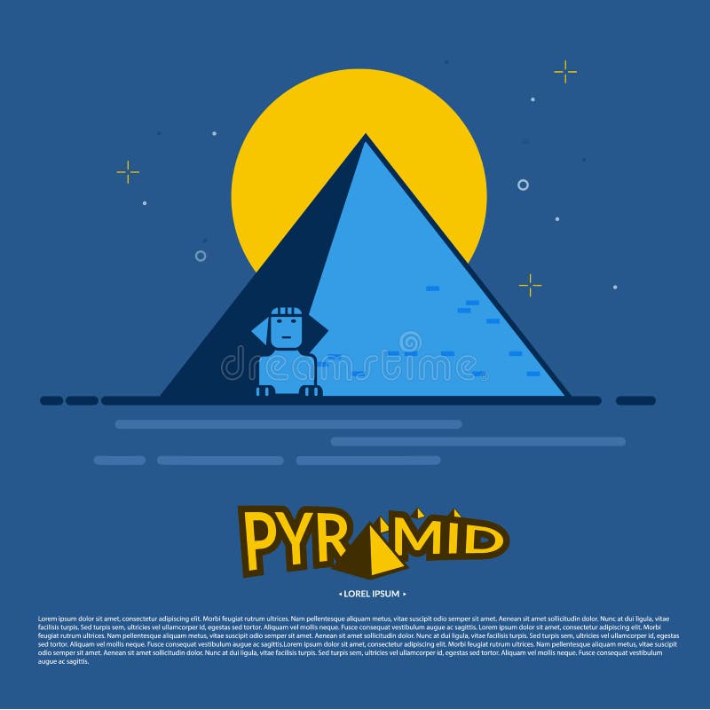 Pirâmide na noite com projeto tipográfico - vetor ilustração royalty free Pirâmide na noite com projeto tipográfico - vetor ilustração royalty free