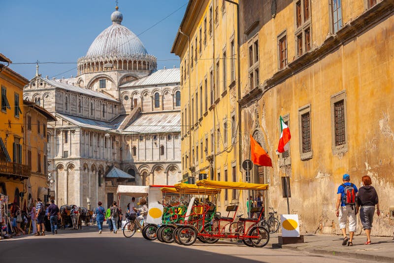 Pisa city downtown skyline cityscape in Italy