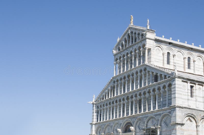 Pisa: detail of the Duomo facade in Piazza dei Miracoli field stock photography Pisa: detail of the Duomo facade in Piazza dei Miracoli field stock photography