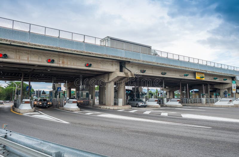 PISA, ITALY OCTOBER 2, 2015 Interstate Turnpike with Cars. Au