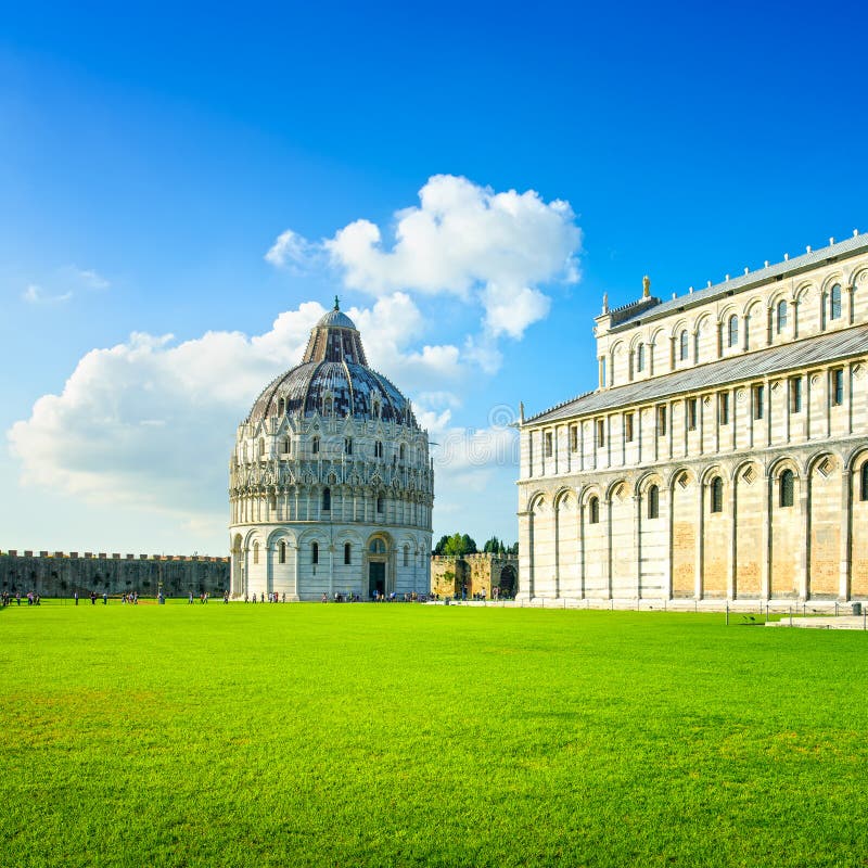 Pisa, Miracle Square. Bapstistry and cathedral Duomo. Tuscany, Italy