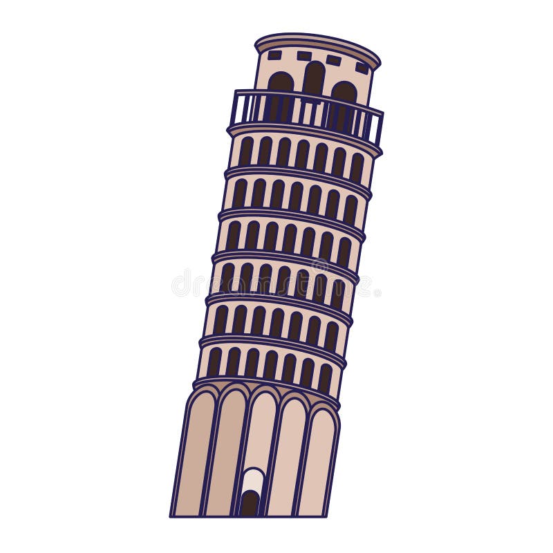 Pisa Tower Icon, Flat Design Stock Vector Illustration of symbol