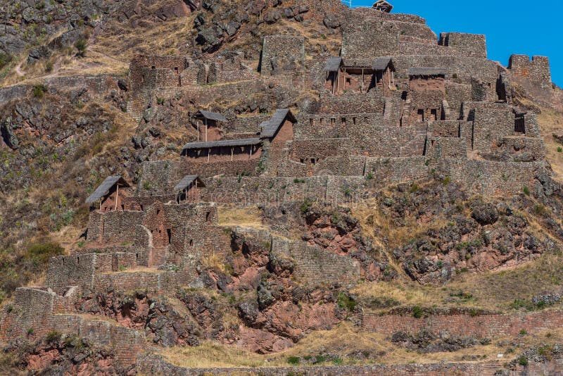 Pisac ruine les Andes péruviens Cuzco Pérou photo stock Pisac ruine les Andes péruviens Cuzco Pérou photo stock