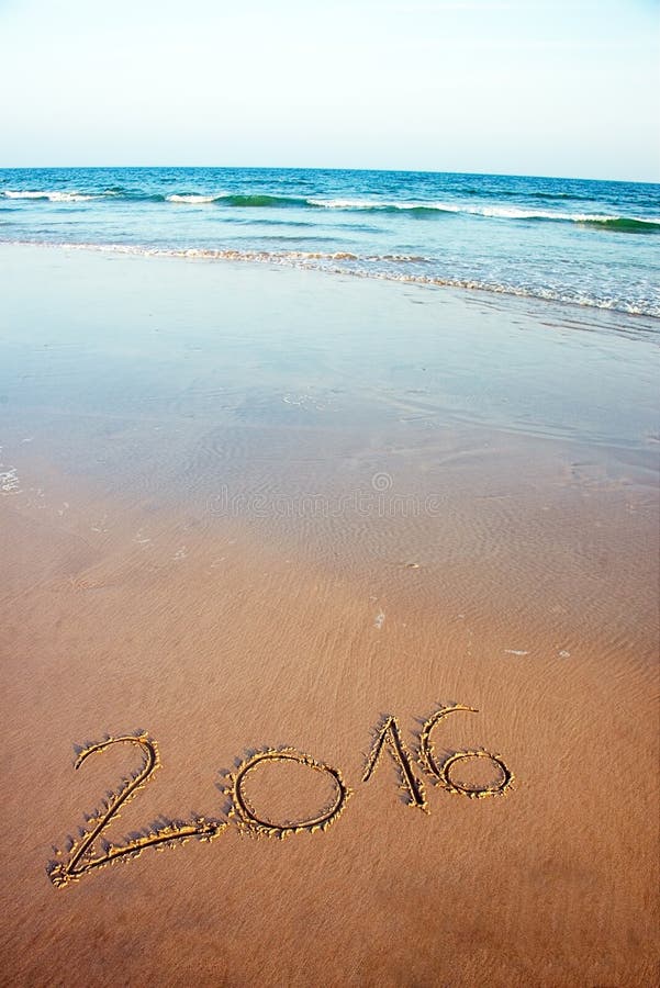 2016 pisać w piasku na tropikalnej plaży zdjęcia stock 2016 pisać w piasku na tropikalnej plaży zdjęcia stock