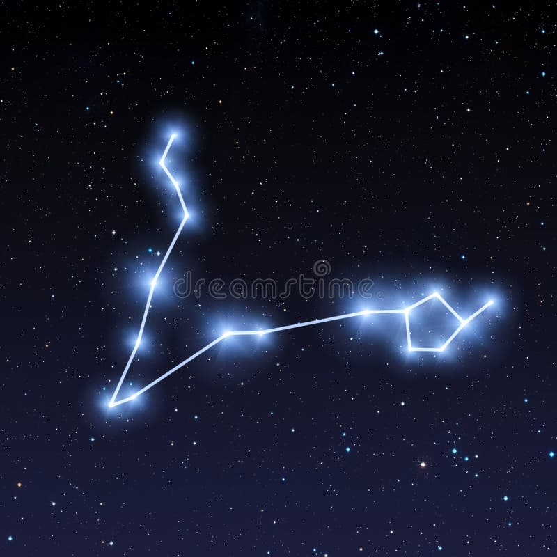 Pisces Constellation Map in Starry Sky Stock Illustration ...