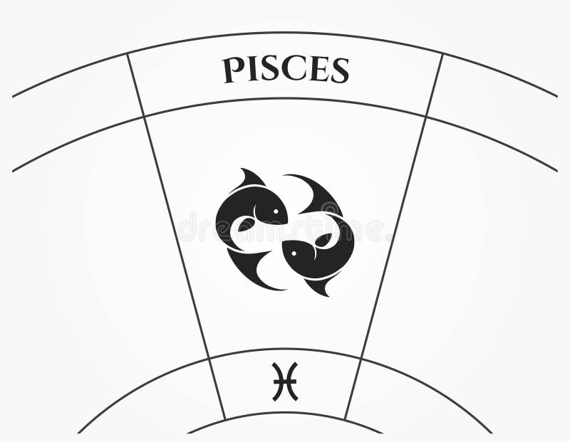 Pisces Zodiac Sign Horoscope Symbol. Astrological Icon. Isolated Fishes  Image in Black and White Style Stock Vector - Illustration of vector,  outline: 152274933