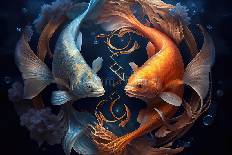Pisces Zodiac Sign the Fishes of Astrology Generative AI Stock(02)