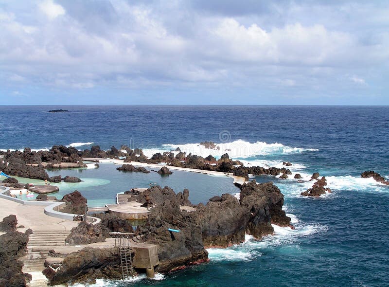 The town of Porto Moniz located in the Portugal island of Madeira is widely known for its natural ocean swimming pools. The town of Porto Moniz located in the Portugal island of Madeira is widely known for its natural ocean swimming pools.