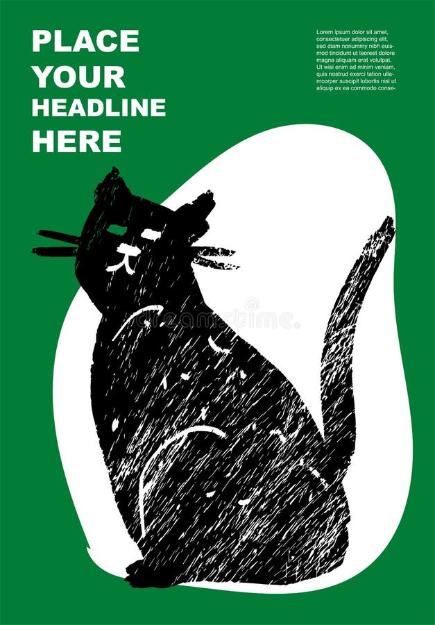 Pisică. poster abstract pentru animale domestice de companie. pădure. set de șabloane pentru tipărire în artă contemporană asiatic vector illustration