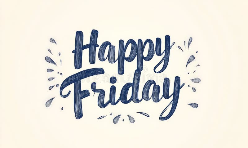 Pismo 'Happy Fridayin blue' z ozdobnymi akcentami ilustracja wektor