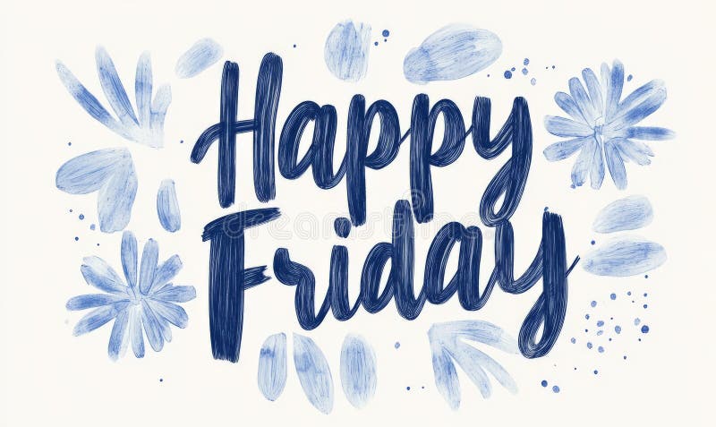 Pismo 'Happy Fridayin blue' z ozdobnymi akcentami royalty ilustracja