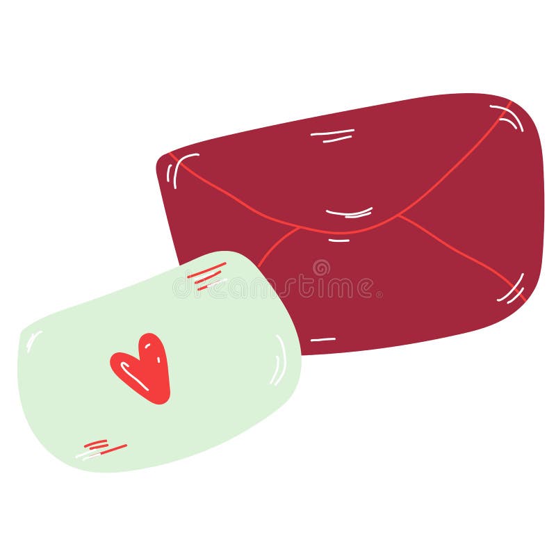 Pismo z sercem, jednowarstwowy, ręczny, rysowany makieta Walentynkowy projekt zaproszeń, kart weselnych lub pozdrowień