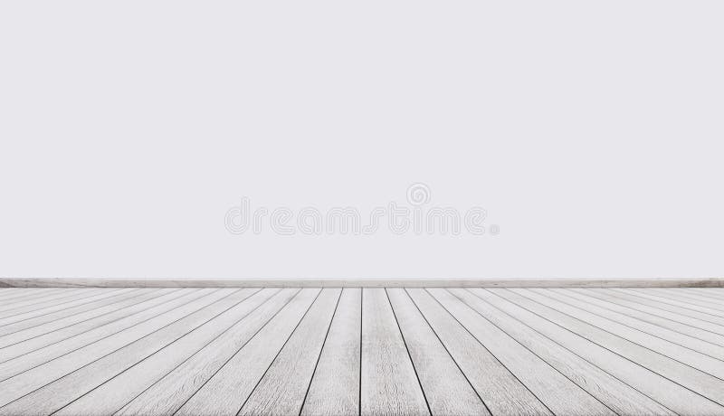 Piso de madera blanco con la pared blanca, espacio vacío interior