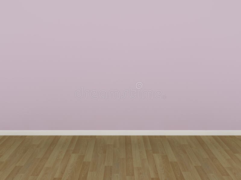 Piso rosado de la pared y de madera en un cuarto vacío stock de ilustración