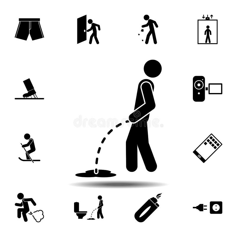 Pissing, man icon. Simple glyph, flat vector element of universal icons set for UI and UX, website or mobile application on white background