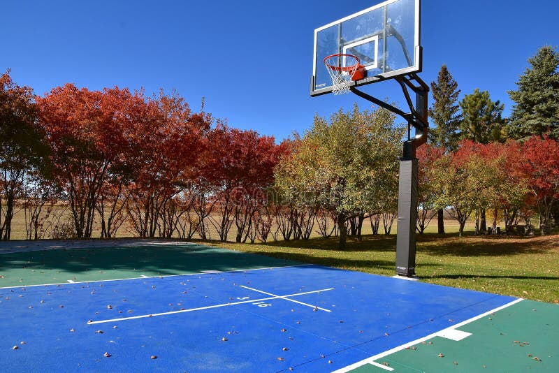 Pista De Baloncesto Al Aire Libre Con Suelo De Vinilo De Media Corte Foto  de archivo - Imagen de respaldo, patio: 198860374