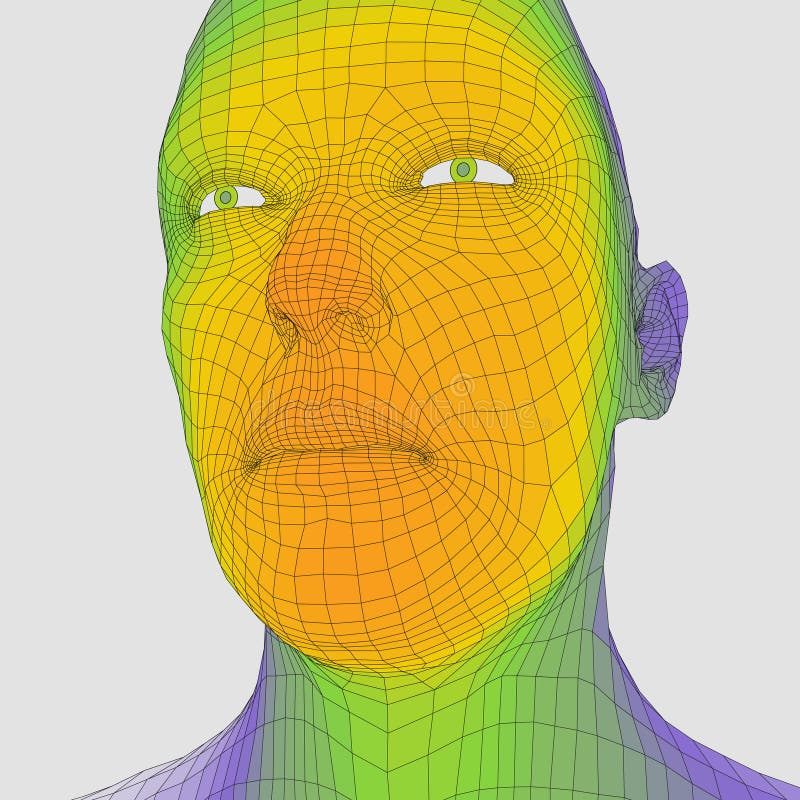 Pista de la persona de una red 3d Modelo del alambre de la pista humana Cabeza humana del polígono Exploración de la cara Vista d libre illustration Pista de la persona de una red 3d Modelo del alambre de la pista humana Cabeza humana del polígono Exploración de la cara Vista d libre illustration