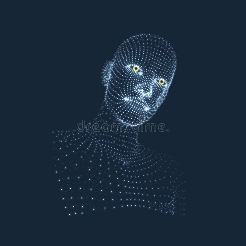 Pista de la persona de una red 3d Exploración de la cara Vista de la cabeza humana diseño geométrico de la cara 3D ilustración del vector Pista de la persona de una red 3d Exploración de la cara Vista de la cabeza humana diseño geométrico de la cara 3D ilustración del vector