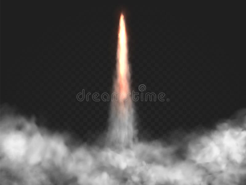Pista de lanzamiento de cohetes realista con humo vectorial