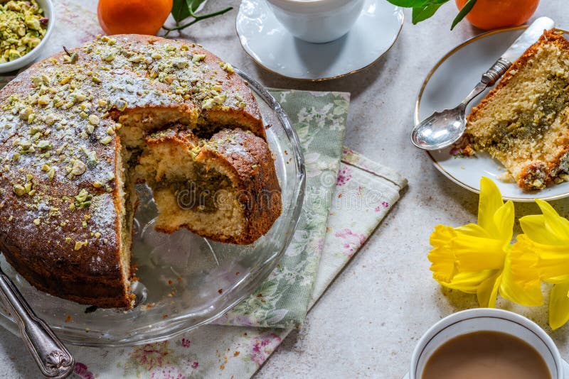 Pistachio and orange cake stock image. Image of ingredient 243244821