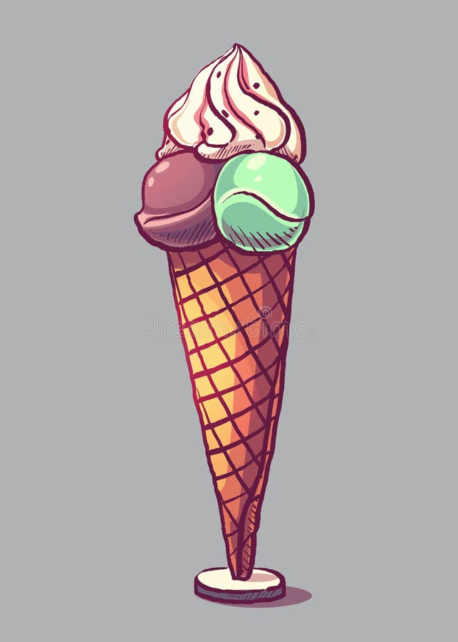 Pistachiocholöglor med vanillacream sirap icecream royaltyfri illustrationer