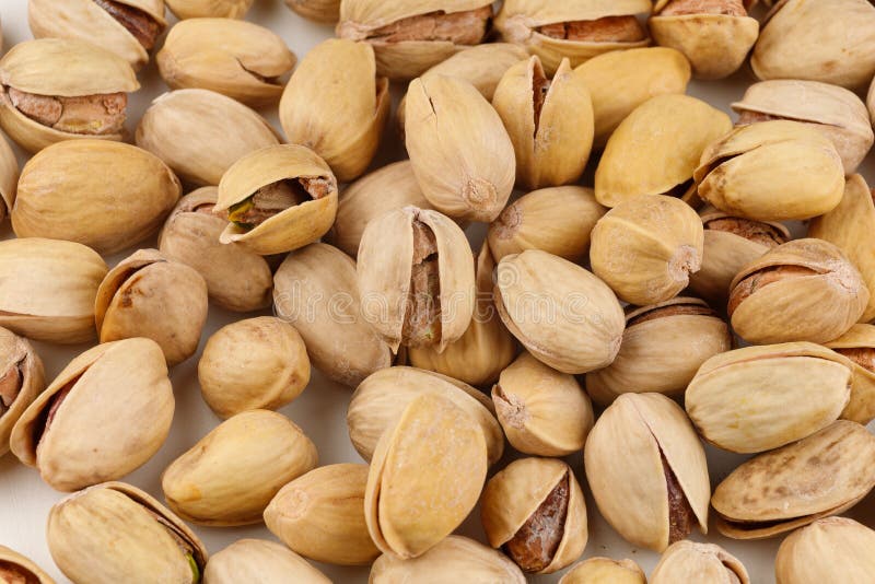 Pistachios are Delicious Nuts. Lots of Healthy Eating Nuts Stock Photo