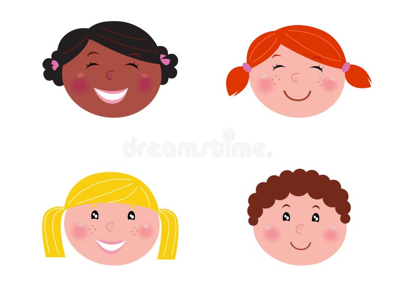 Pistas multiculturales de los niños - aisladas en blanco libre illustration Pistas multiculturales de los niños - aisladas en blanco libre illustration