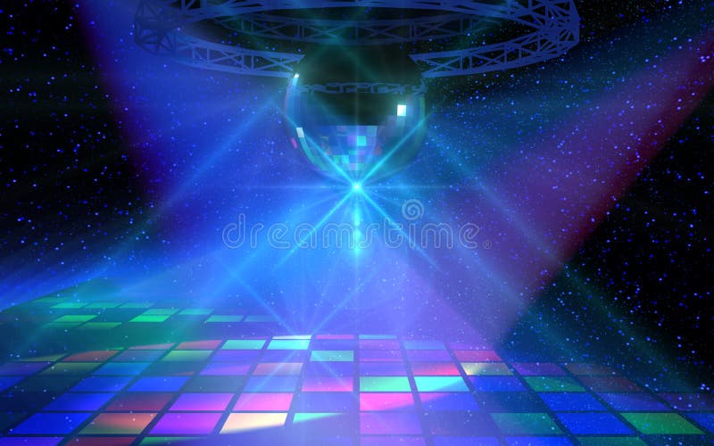 Piste de danse colorée avec la bille de miroir illustration libre de droits Piste de danse colorée avec la bille de miroir illustration libre de droits