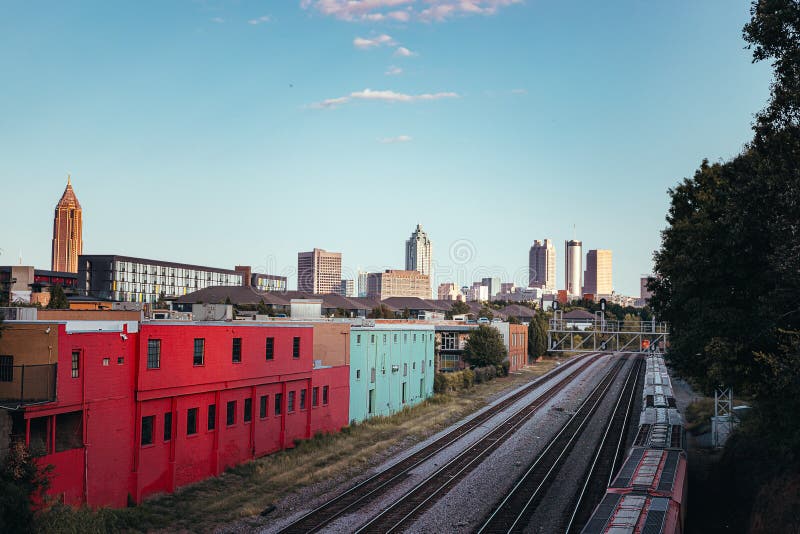 Chemin De Fer Chemin De Fer Atlanta Skyline Cityscape Photo stock - Image  du ingénierie, railway: 164779044