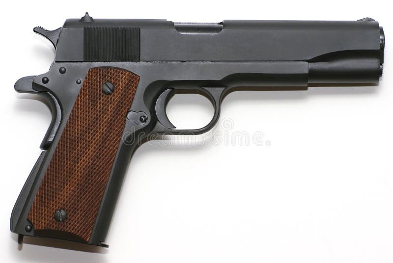 Semi-automatic pistol isolated on a white background. Semi-automatic pistol isolated on a white background
