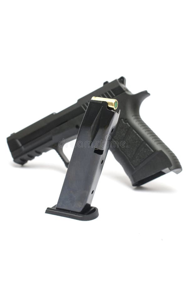 Pistol shop on the background of a pistol stock photos