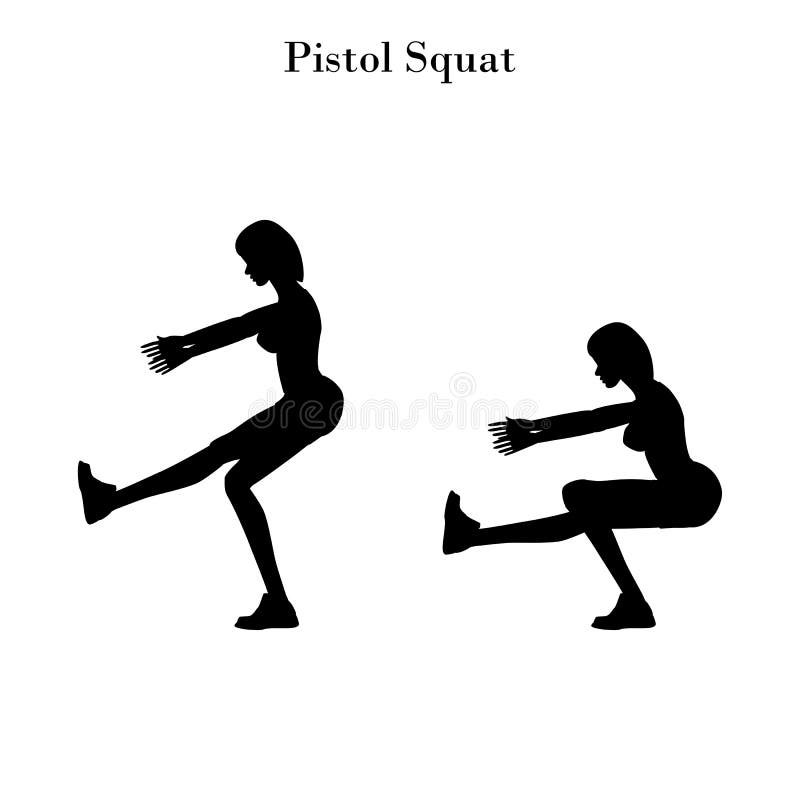 Pistol Squat Exercise Silhouette Stock Vector Illustration of pistol