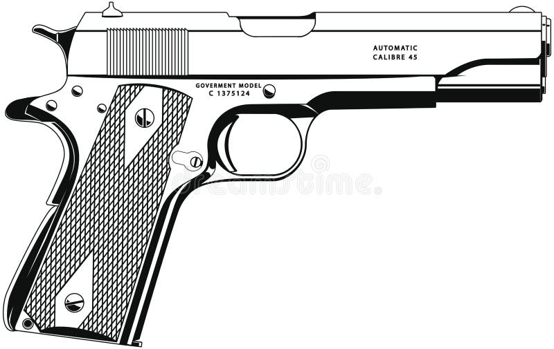 Ilustración Realista De Una Pistola Calibre 9 Mm De Plata Ilustraciones  svg, vectoriales, clip art vectorizado libre de derechos. Image 30741426