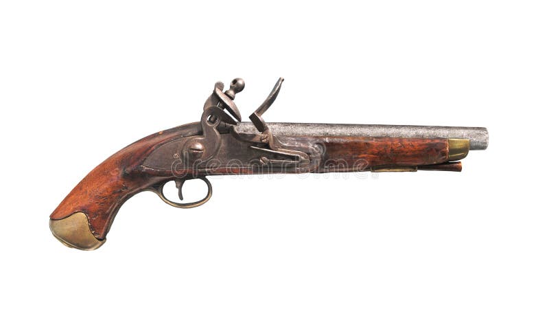 Pistola britannica originale del flintlock isolata