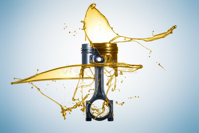 Piston e biella di connessione vengono gettati con olio Concetto di olio motore - Scissione di olio