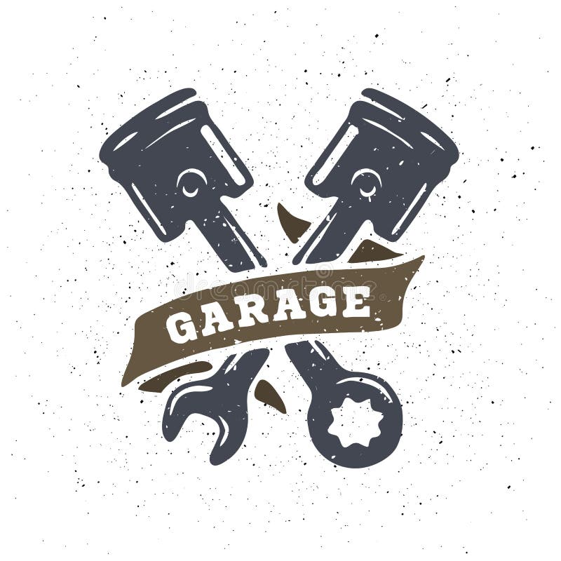 Pistons and Spanners Hand Drawn. Stock Vector Illustration of ribbon