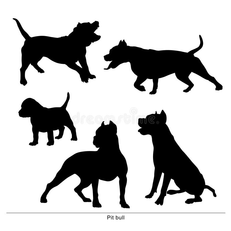 Pit Bull Dog hunden är stor och liten vektor illustrationer Pit Bull Dog hunden är stor och liten vektor illustrationer
