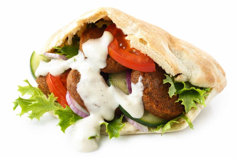 Pita bread filled with falafel.