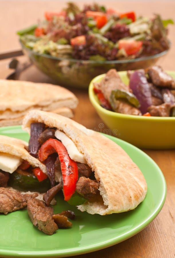 Two pita bread sandwiches stock photo. Image of breakfast 40512088