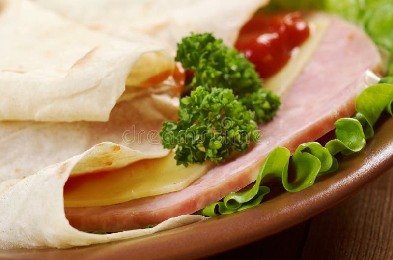 Sandwich Pita Bread Roll With Cheese Stock Photo Image of meat