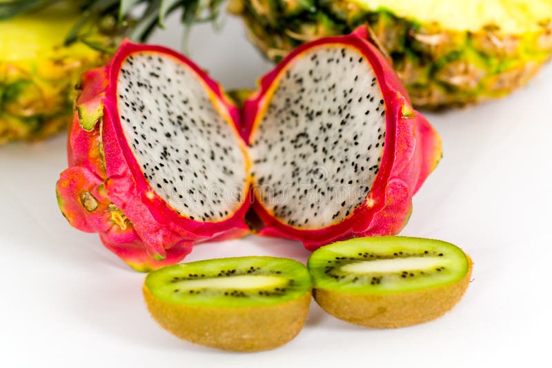 Pitaya, Fresh Dragon Fruit,kiwi,Pineapple, Isolate Stock Image Image of pineapple, natural