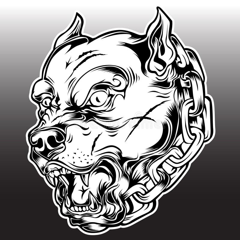 Pitbull Chain Dog Logo Mascot buldog Angry Dog Black Vector royalty ilustracja